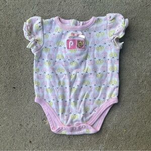 Disney Baby Winnie the Pooh 0-3 Months Pink Butterfly Print Puff Sleeve Bodysuit